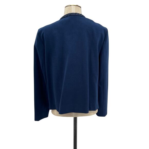 J. Mclaughlin Fanning Jacket Blazer Braided Trim Navy Blue Size Large - Picture 7 of 12
